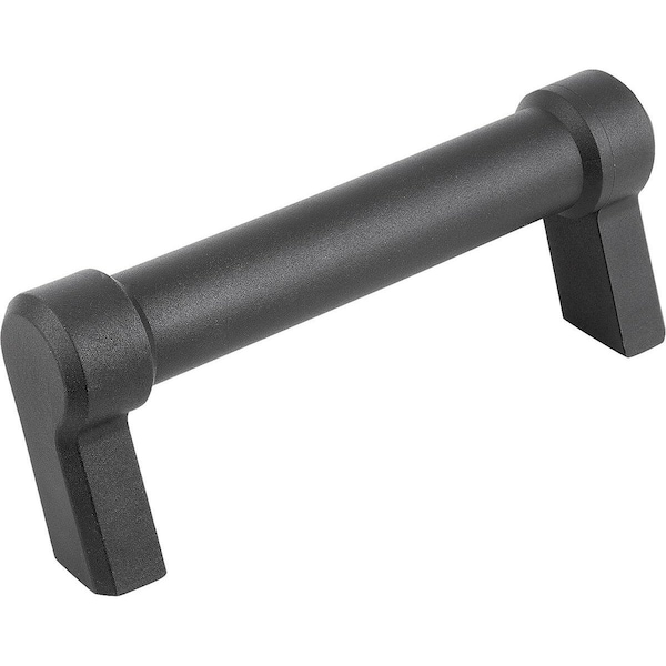 Kipp Pull Handle Oblique A=140, L=155, H=60, Thermoplastic Black Ral7021 Comp:Brass, D=M06 - K0197.140061