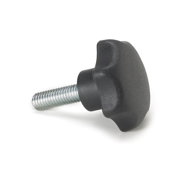 Morton Black Plastic Hand Knob, M6 x 21mm Thread, 32mm Diameter, Plated Steel Screw - PHK-252