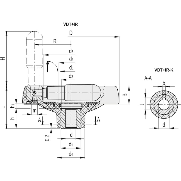 Elesa Fold-away handle, VDT.160+IR A-12 - VDT+IR