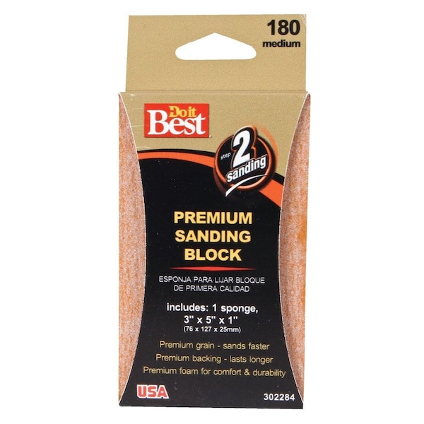 Esponja de lijado de grano medio premium de 180 para lijadora de 3x5x1 pulgadas - 7365004