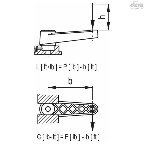 Elesa Revolving handle, MT.50-AT A-5/16 - MT-AT (INCH SIZES)