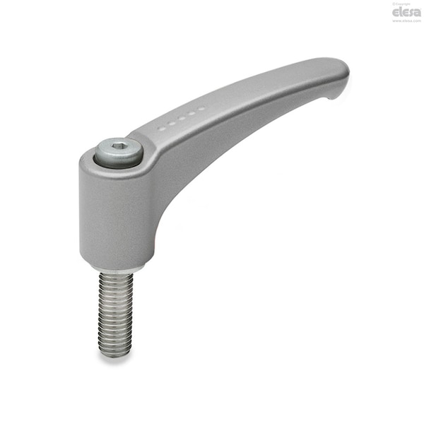 Elesa Stainless steel clamping element, threaded screw, ERM.95 SST-p-M12x20-C8 - ERM-SST-P