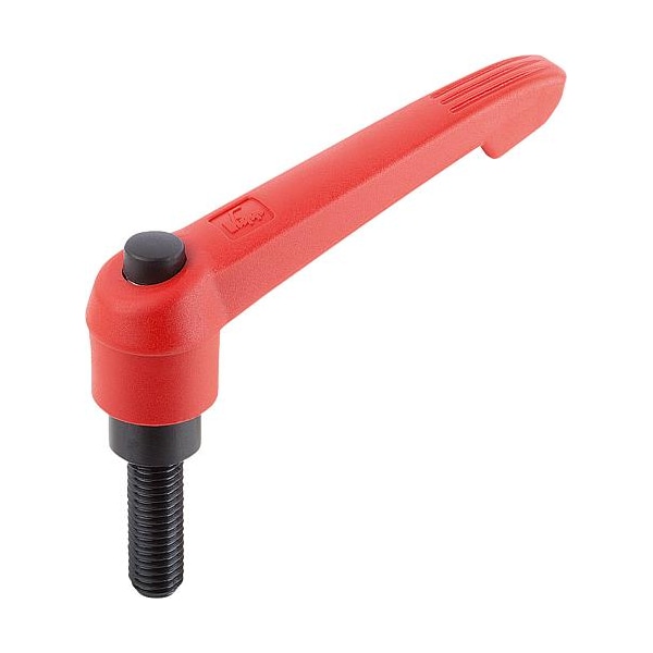 Kipp Adjustable Handle With Push Button, Size: 1, M06X40, Plastic Red, Comp: Steel, Button: Black - K0269.73106X40