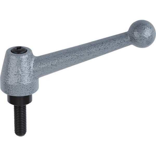 Kipp Adjustable Handle, Ball Style, All Steel, Size: 2 5/8-11X25 Steel, Painted Finish Gray Hammertone - K0120.2A6X25