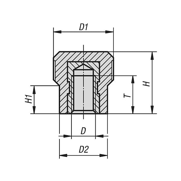Kipp Knurled knob, thermoset plastic with brass bushing, M03 - K0142.11203