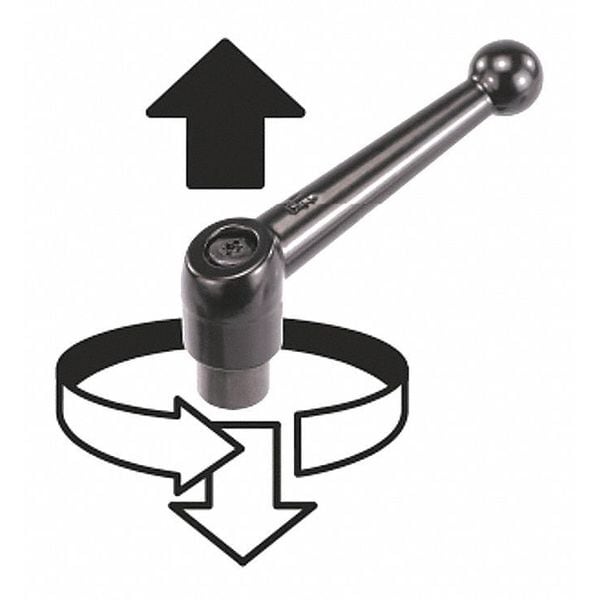 Kipp Adjustable Handle, Size: 4 M12X40 Zinc, Silver Metallic, Comp: Stainless Steel - K0117.4123X40