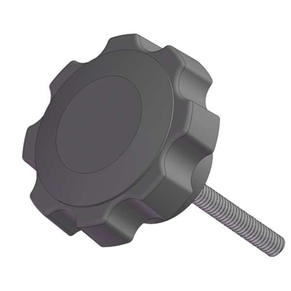 Innovative Components Fluted Knob Soft Touch with Screw, 1/2-13 Thread Size, 1.25"L, Steel - GN8C1500F7S--21