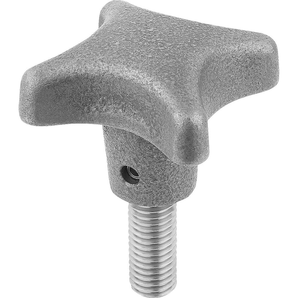 Kipp Palm Grip DIN6335 Tumbled, Form:L D=M12X40, D1=63, H=40, Grey Cast Iron, Comp:Stainless Steel - K0147.612X40