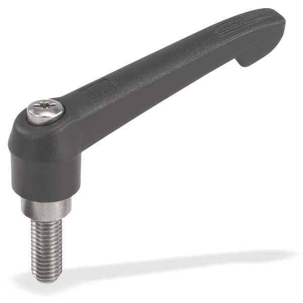 Kipp Adjustable Handle Size: 1, M06X40, Plastic, Black RAL 7021, Comp: Steel - K0269.1061X40