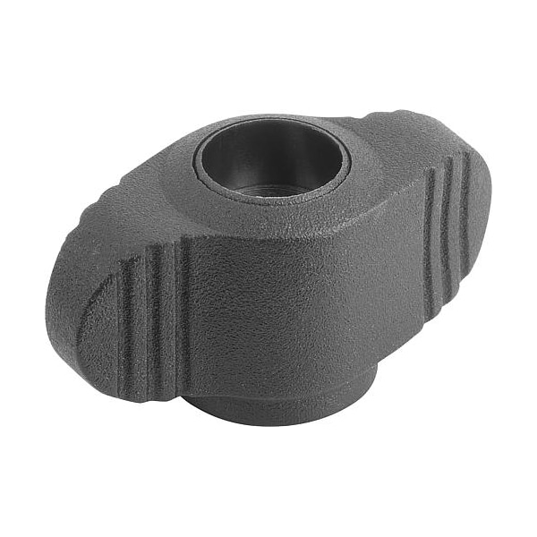Kipp Wing Grip, Mini, D=1/4-20 Tapped Through Thread, A=28, H=14, 3, Form: D, Thermoplastic Black - K0658.10A2