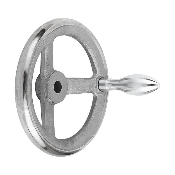 Kipp Handwheel, DIN 950, D1= 140 mm, Bore D2= 0.625", Gray Cast Iron, Machine Handle Fixed, Steel - K0671.2140XCQ