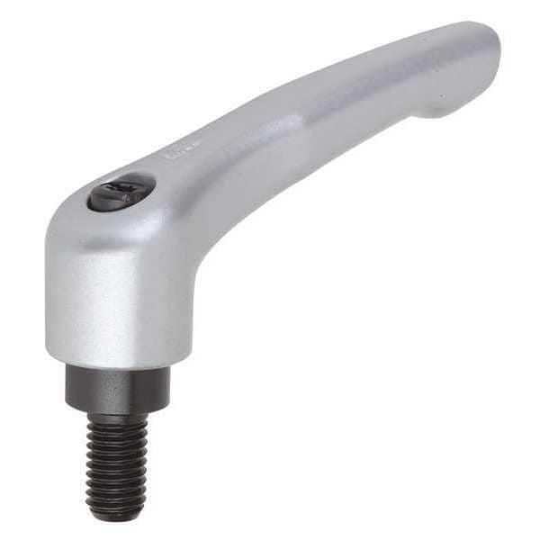Kipp Adjustable Handle, Modern Design, Sz. 4, 1/2-13X90, Die Cast Zinc Silver Metallic, Comp: Steel - K0122.4A53X90