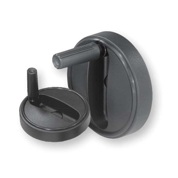 Kipp Handwheel, Thermoplastic, Diameter D1= 80 mm, Reamed Bore D2= 0.375", Size: 1, With Folding Grip - K0258.1080CO