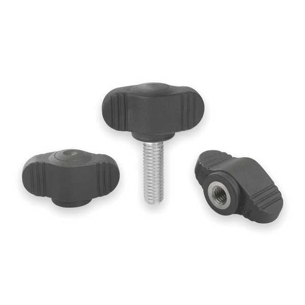 Kipp Wing Grip, Mini, D=8-32X10 A=28, Form: L, Plastic Black, Comp: Stainless Steel 1.4305 - K0274.00AEX10
