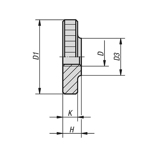 Kipp Knurled nuts flat steel and stainless steel, DIN 467 - K0144.10