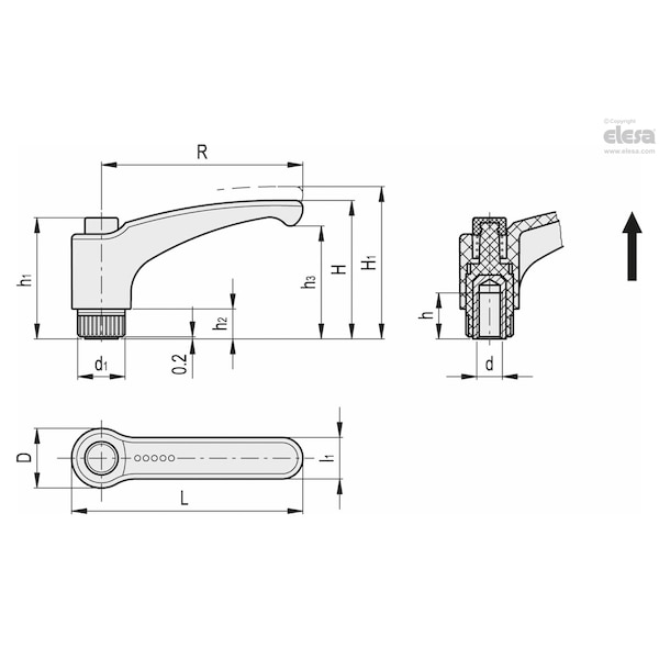 Elesa Stainless steel boss, threaded hole, ERX.63 SST-M8-C1 - ERX-SST