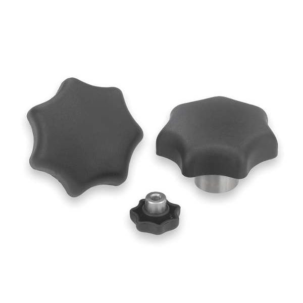 Kipp Star Grip With Steel Bushing, D=M08, D1= 40, H=25, Form: K, Tapped Blind Hole, Thermoplastic Black - K0153.208