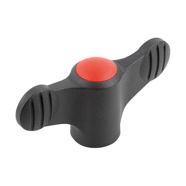 Kipp Wing Grip D=M06 A=50, H=24, Form: K, Plastic Black, Comp: Stainless Steel 1.4305 - K0274.01066