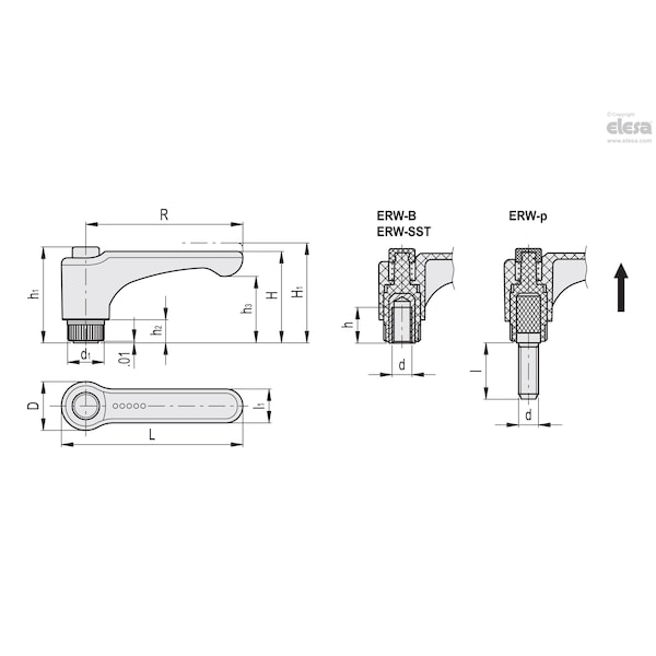 Elesa Stainless steel boss, threaded hole, ERW.30 SST-1/4-20-C5 - ERW-SST (INCH SIZES)