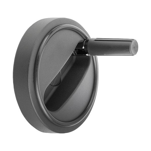 Kipp Handwheel, Thermoplastic, Diameter D1= 100 mm, Reamed Bore D2= 10 mm, Size: 2, With Folding Grip - K0258.210010
