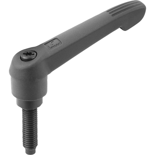 Kipp Adjustable Handle W. Thrust Pin Size:2 M10X30, 9, Form:F Plastic, Blk, W. Nipple, Comp:Half-Dog Point - K0780.62101X30
