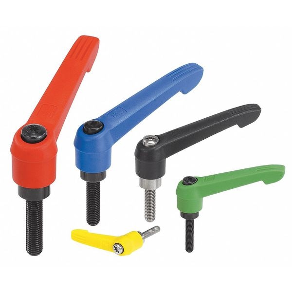 Kipp Adjustable Handle Size: 5, M12X45, Plastic, Red RAL 3020, Comp: Steel - K0269.51284X45