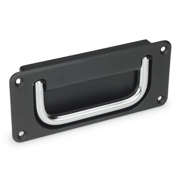J.W. Winco Recessed Folding Pull Handle, Black, Steel - 425.8-100-CR-SW-B