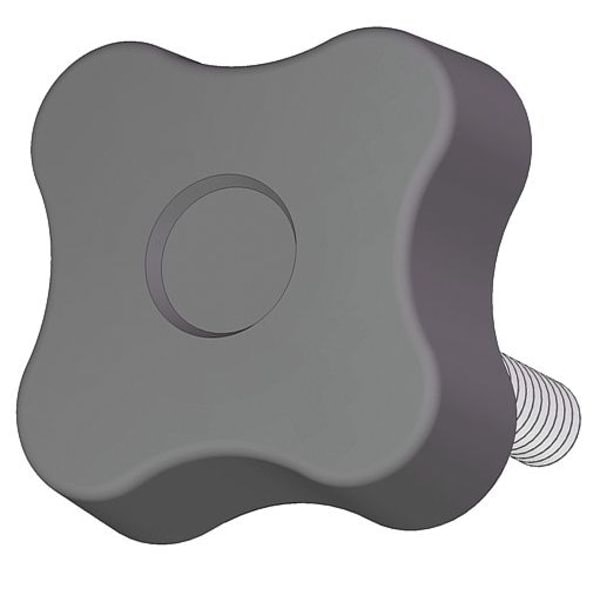 Innovative Components Soft Touch Four Lobe Knob with Screw, 5/16-18 Thread Size, 0.875"L, Steel - GN5C10004S4-S21