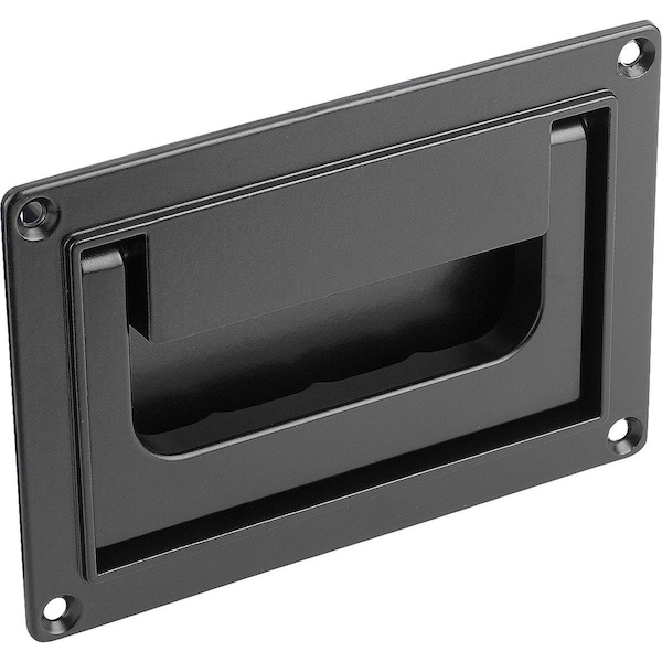 Kipp Recessed Handle Fold-Down, L=170, H=80, Form:B, Screw On Aluminum, Black, Comp:Powder-Coated - K0240.05018421
