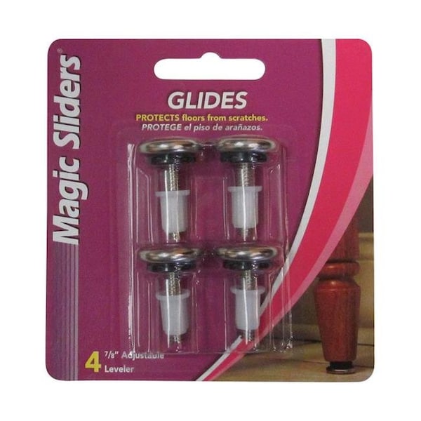 Magic Sliders Magic Sliders 5005783 0.87 x 4 in. Steel Adjustable Leveling Glide - 4 per Pack - 5005783