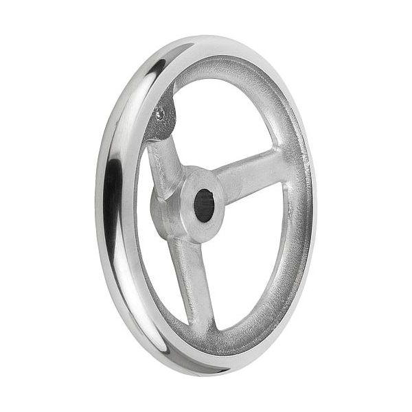 Kipp Handwheel, DIN 950, Aluminum 3-spoke, Diameter= 100 mm, Bore D2= 10 mm, Without Grip - K0160.0100X10