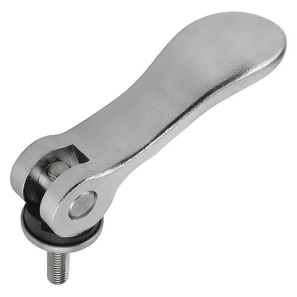 Kipp Cam Lever, Plastic Handle, Black, Size: 2, M10X25, A=100, B=33, Comp: Stainless Steel - K0646.2531110X25