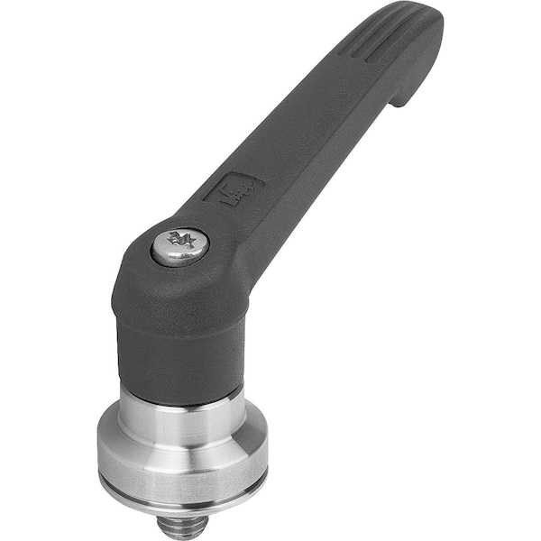 Kipp Adjustable Handle W Clamp Force Intensif Size:2 M08X40, Plastic Black Ral7021, Comp:Stainless Steel - K1598.2081X40