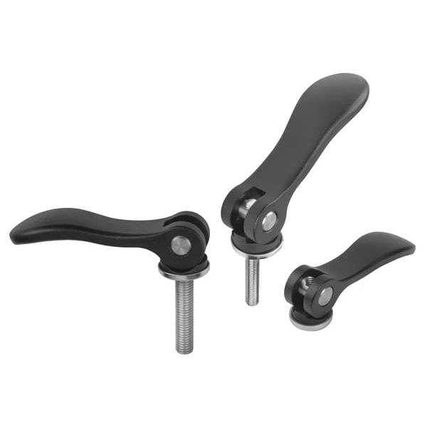 Kipp Cam Lever Adjustable S2 M10X30, A=96, B=33, 3, Aluminum Black Powder-Coated, Comp: Stainless Steel - K0006.2511110X30