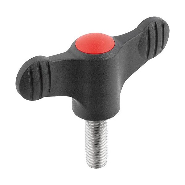 Kipp Wing Grip D=1/4-20X40 A=50, H=24, Form: L, Plastic Black, Comp: Stainless Steel 1.4305 - K0274.01A2X40