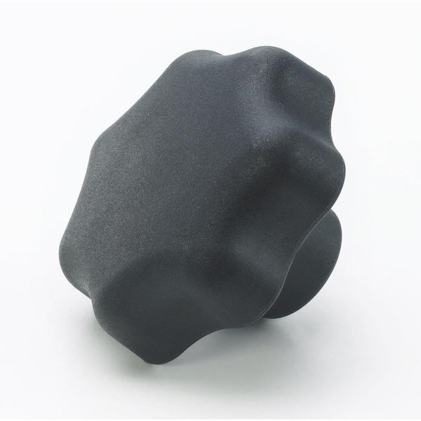 Morton Black Plastic Hand Knob, 1/2"-13 Plated Steel Insert, 2.48" Diameter - 2463AF