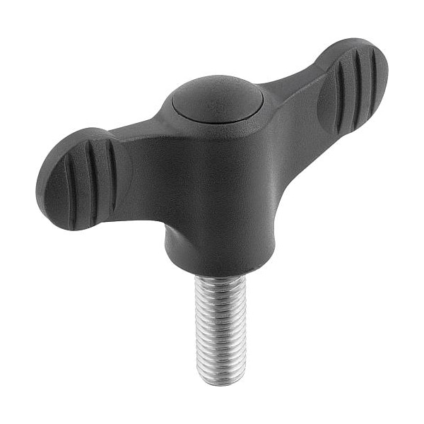Kipp Wing Grip D=M06X30 A=38, H=18, Form: L, Plastic Black, Comp: Stainless Steel 1.4305 - K0274.0906X30
