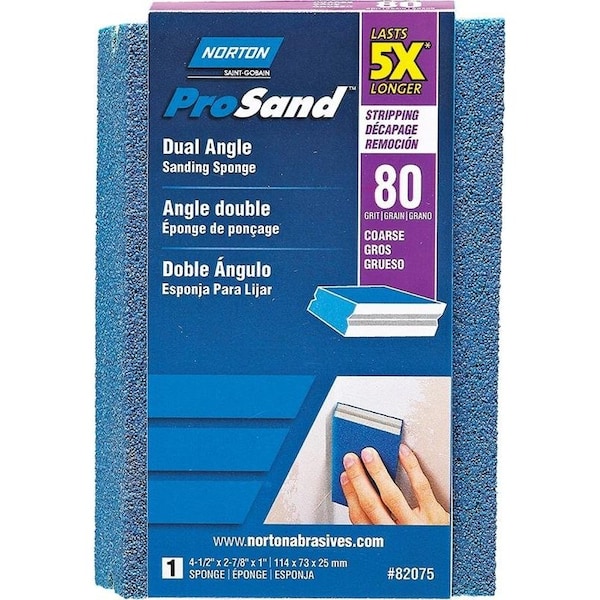 Esponja de lijado Norton Co ProSand, 4.12 pulgadas de largo, 2.78 pulgadas de ancho, grano 80, grueso, abrasivo de óxido de aluminio - 82075