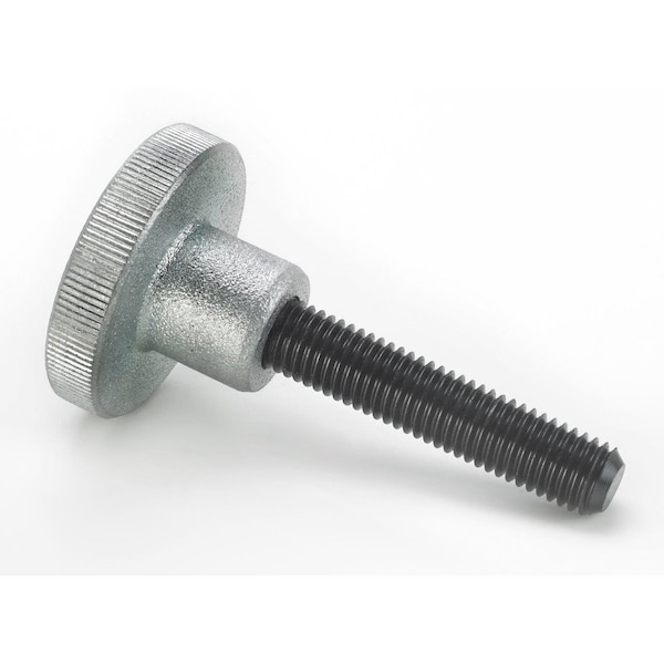 Morton Cast Iron Knurled Hand Knob with 1/4in-20 Threaded Stud, 3in Stud Length, 1-1/2in Head Dia., Steel - SKS-2530