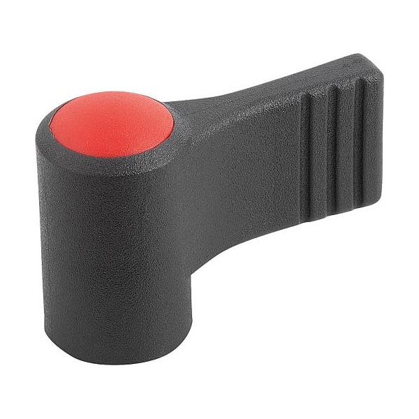 Kipp Wing Grip, One-Sided, Size: 1 D=M06, A=27, 5, H=24, Form: K, Body Black, Cap Red, Comp: Steel - K0608.1066