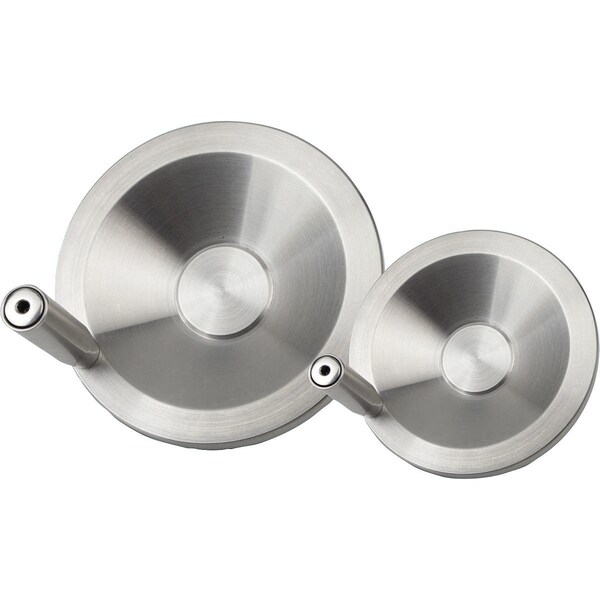 Kipp Disc Handwheel With Center Bore D1=152, 4, Stainless Steel 1.4301 Bright, Revolving Grip - K1307.4152X00
