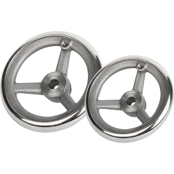 Kipp Handwheel DIN950 D1=125 Reamed Hole With Slot D2=12H7, B3=4, T=13, 8, D7=M08, Stainless Steel 1.4401 - K1208.1125X12