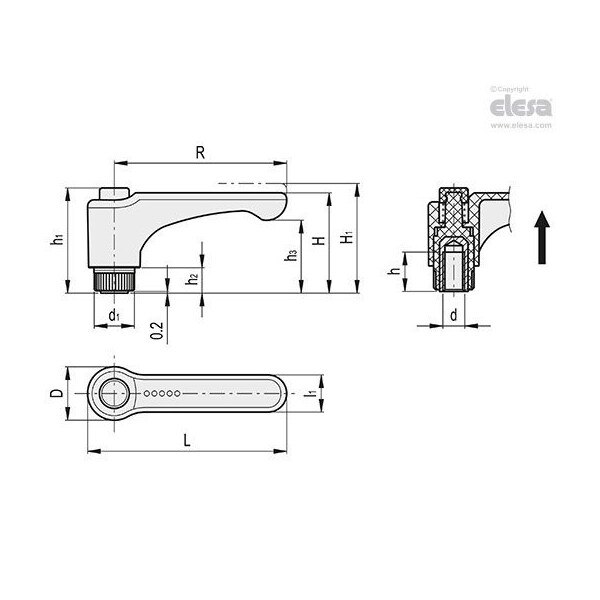 Elesa Stainless steel boss, threaded hole, ERW.44-SST-M6-C4 - ERW-SST
