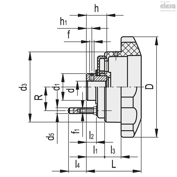 Elesa For positive drive indicators, black-oxide steel boss, VHT.110-PXX2 A-12 - VHT-PXX