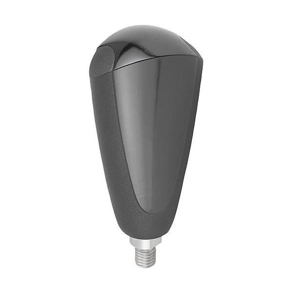 Kipp Revolving Handle, Oval, Size: 1, D= M06X9, D1= 25, Thermoset, Gloss Black, Comp. Stainless Steel - K0651.1106009