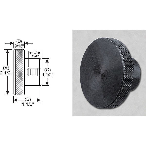 S & W Manufacturing Knrl Ctrl Knob Tap, Stl, 1/2-20", 2.5" dia. - SKTF-029