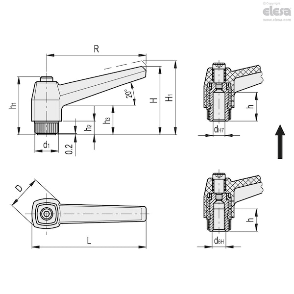 Elesa Black-oxide steel boss, plain or threaded hole, MR.63 A-M8-C9 - MR-A