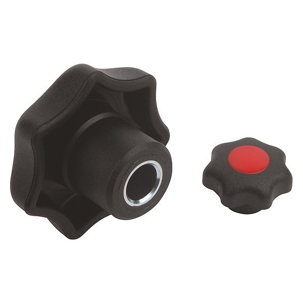 Kipp Star Grip, DIN 6336 Similar, D=8, D1= 40, Drilled Bushing, Steel, Black Plastic, Cap: Yellow - K0155.1087