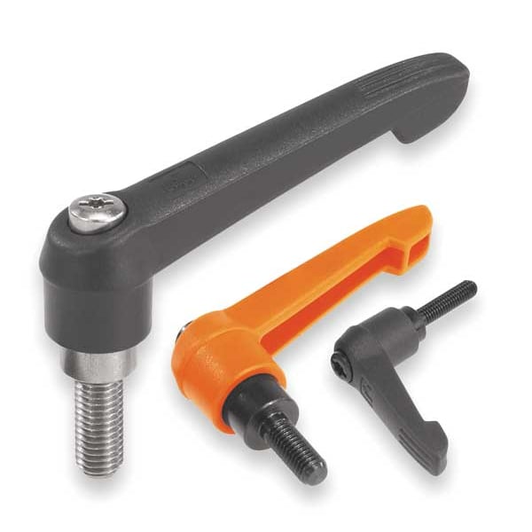 Kipp Adjustable Handle Size: 2, M08X55, Plastic, Black RAL 7021, Comp: Steel - K0269.2081X55