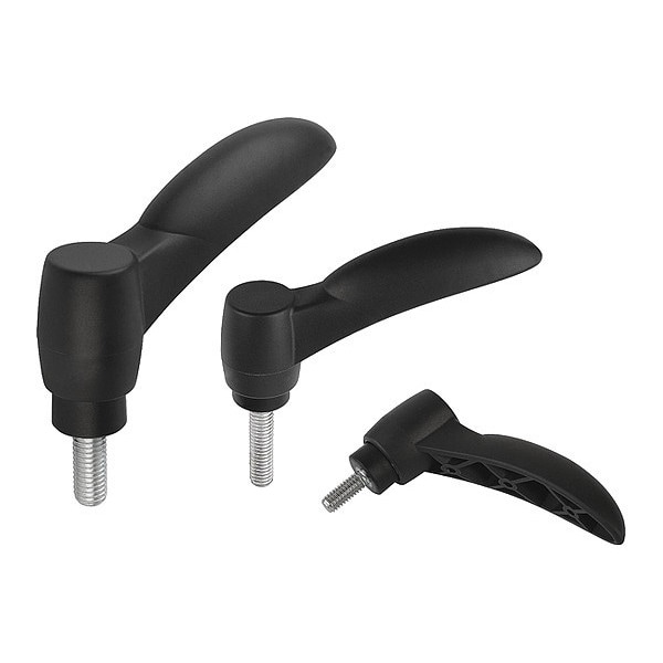 Kipp Adjustable Handle Eco Size: 1 M04X15, Plastic Black RAL 7021, Comp: Steel - K0252.1041X15